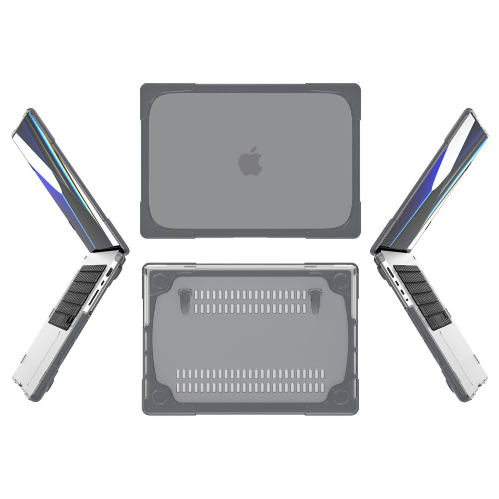 MacBook Pro 14'' (2025/2024/2023/2021) Hard Case Hülle Schutzabdeckung Stossschutz mit Standfuss - Grau