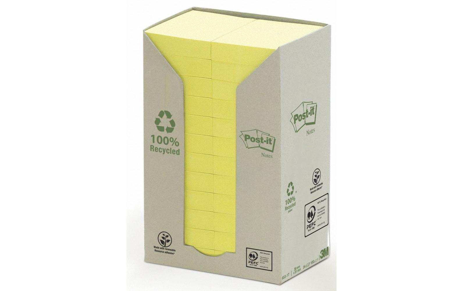 Notizzettel Post-it Recycling Notes 3.8 cm x 5.1 cm GelbPost-it Haftnotizen Green Notes Gelb