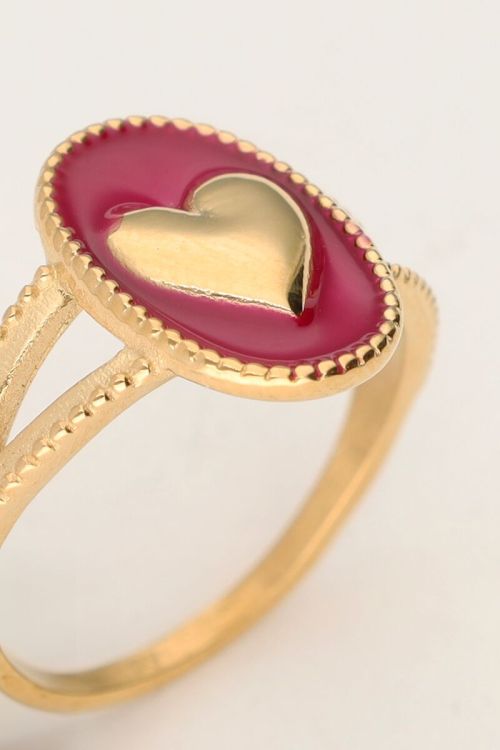 Art paarse statement ring met hart