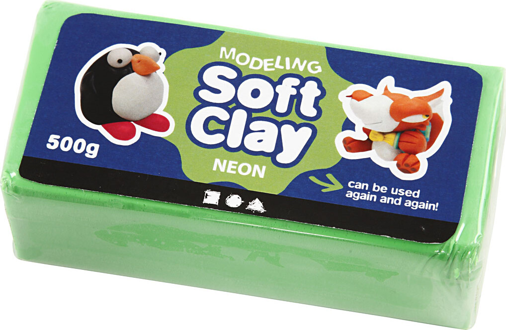 Soft Clay - Modellervoks - Neon Grøn - 500 G