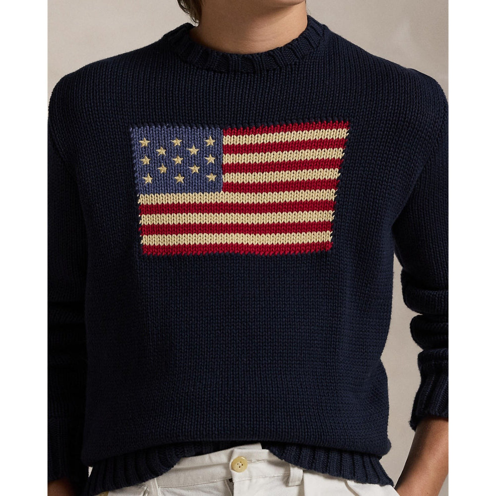 Køb Polo Ralph Lauren Boy Long Sleeved Flag Sweater Hunter Navy