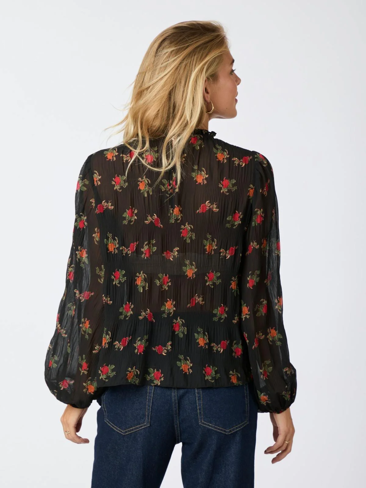 Neo Noir Lovise Plissé Flower Blouse