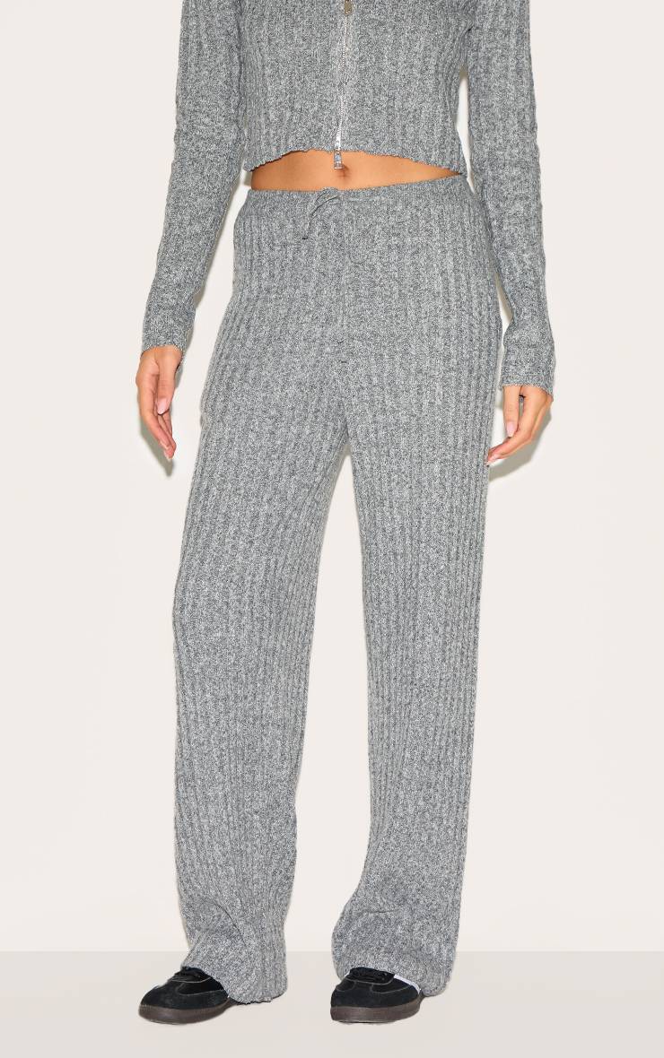 Charbon Pantalon Tricoté À Taille Nouée