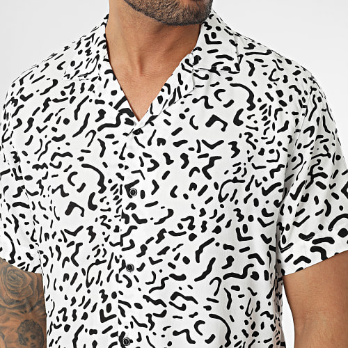 Chemise Manches Courtes Leopard Blanc Noir