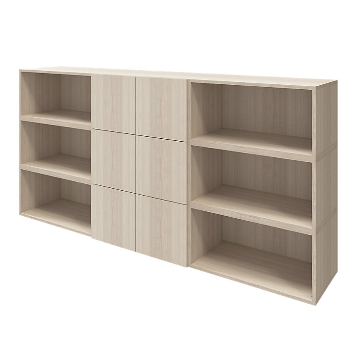 Buffet semi ouvert effet chêne 9 cases 6 portes GoodHome Atomia H. 112,5 x L. 225 x P. 37 cm
