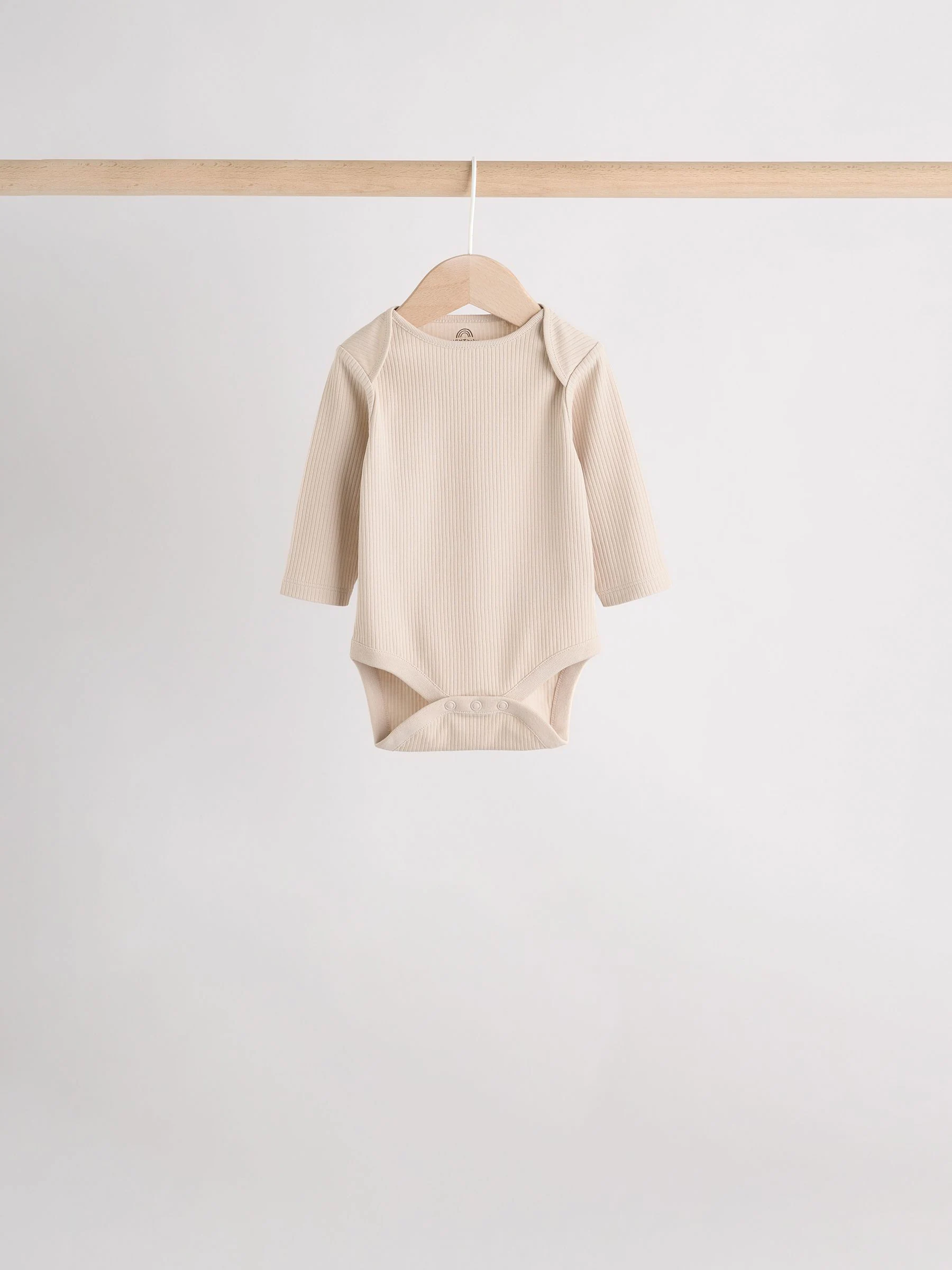 Crème - Set van 5 rompers met lange mouwen
