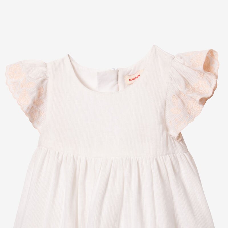Robe bébé fille manches brodées blanche Catimini Blanc