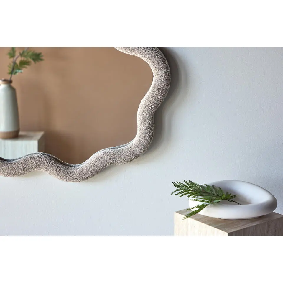 Spiegel Beige Bouclé - 70x70x3,5cm - Kungsbacka