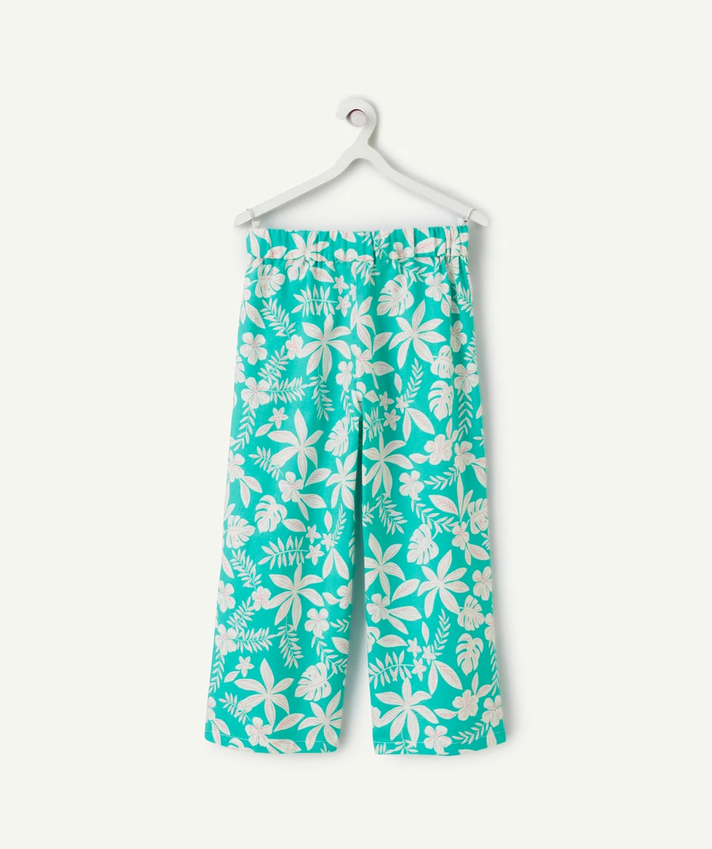 pantalon large fille imprimé hawaïen vert