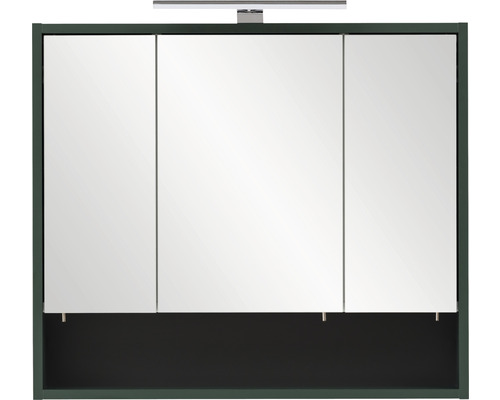 Spiegelkast van Möbelpartner Kent, 70 x 16 x 64,2 cm, bosgroen, 3-deurs, LED