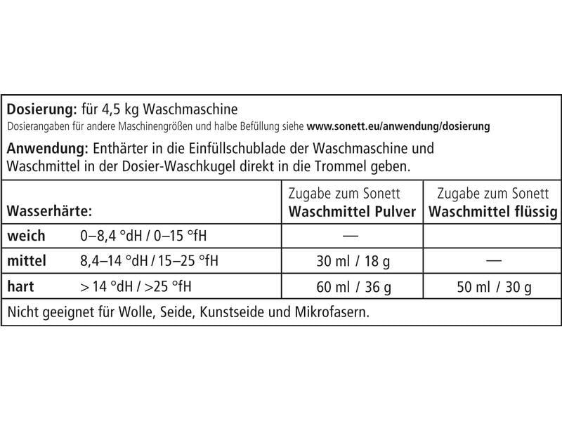 Sonett Enthärter 500 g Baustein 2 im Sonett-Baukastensystem