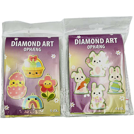 Påske diamond art ophæng 4-pak - flere varianter - assorteret