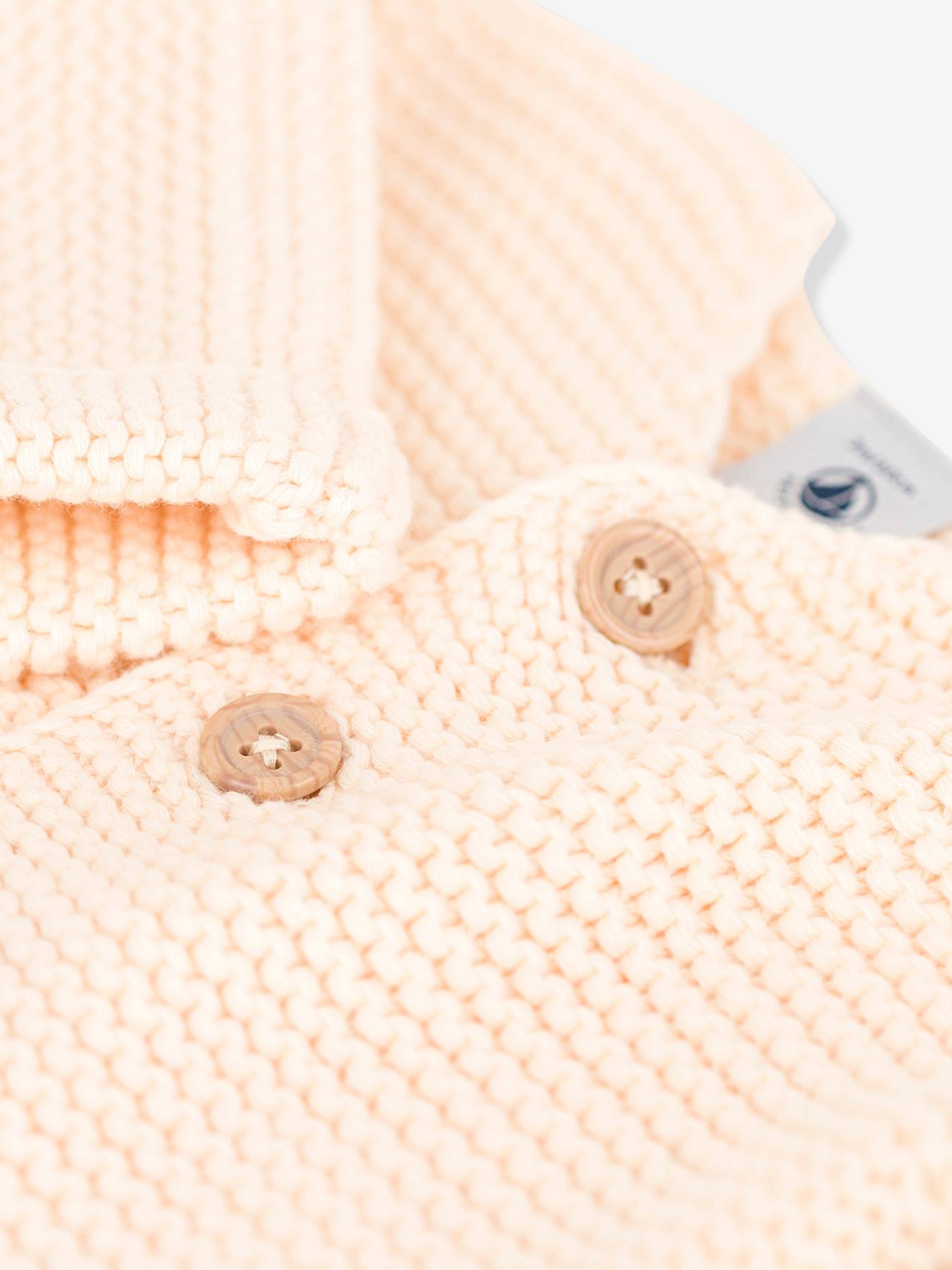 Casaquinho de malha felpudo de algodão orgânico para bebê PETIT BATEAU, branco