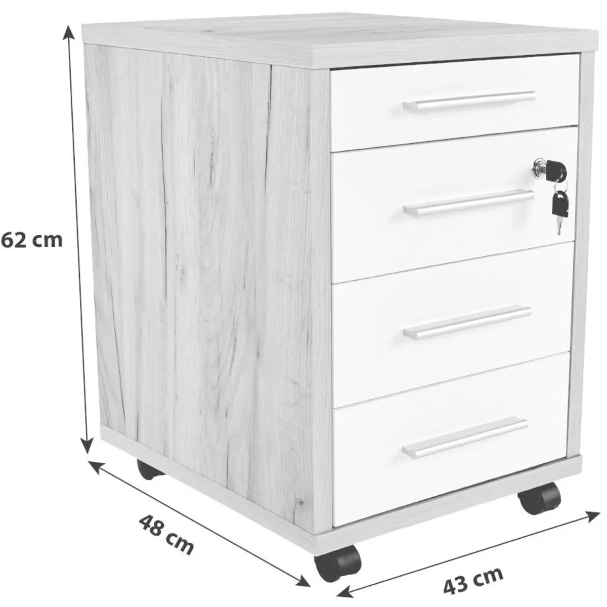 Rollcontainer Profi Eiche,weiss