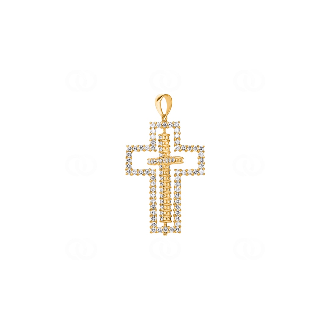 Kreuzanhänger 750/18 K Gelbgold mit Diamanten 1.01 ct H/si