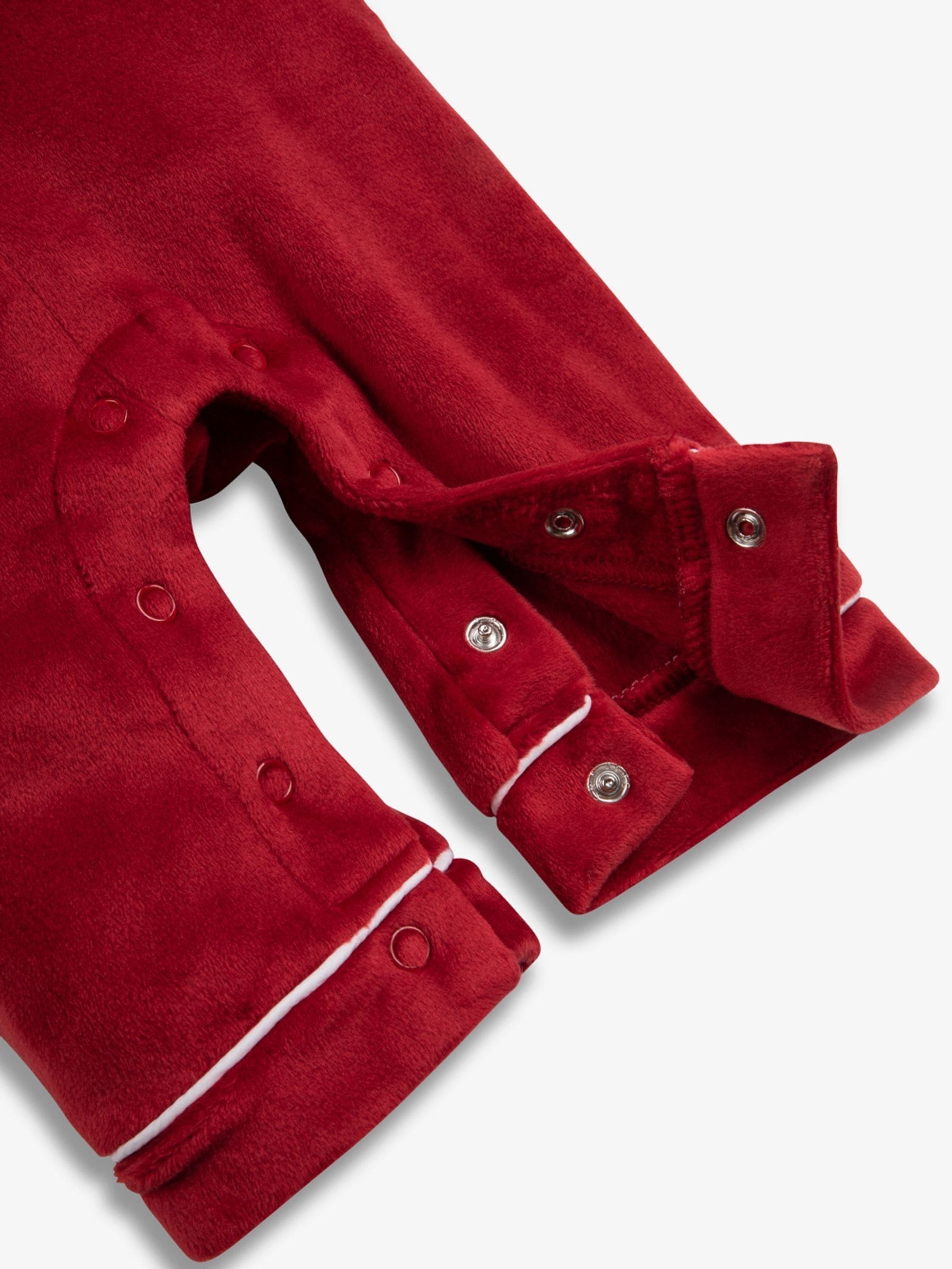 Rood - The Little Tailor luxe kerst onesie-romper van zacht velours voor baby's