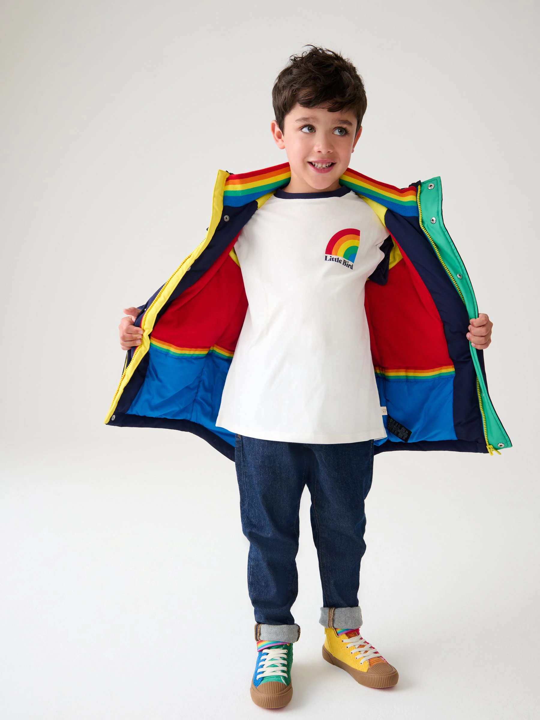 Little Bird by Jools Oliver regenbestendige parka-jas met regenboogafwerking