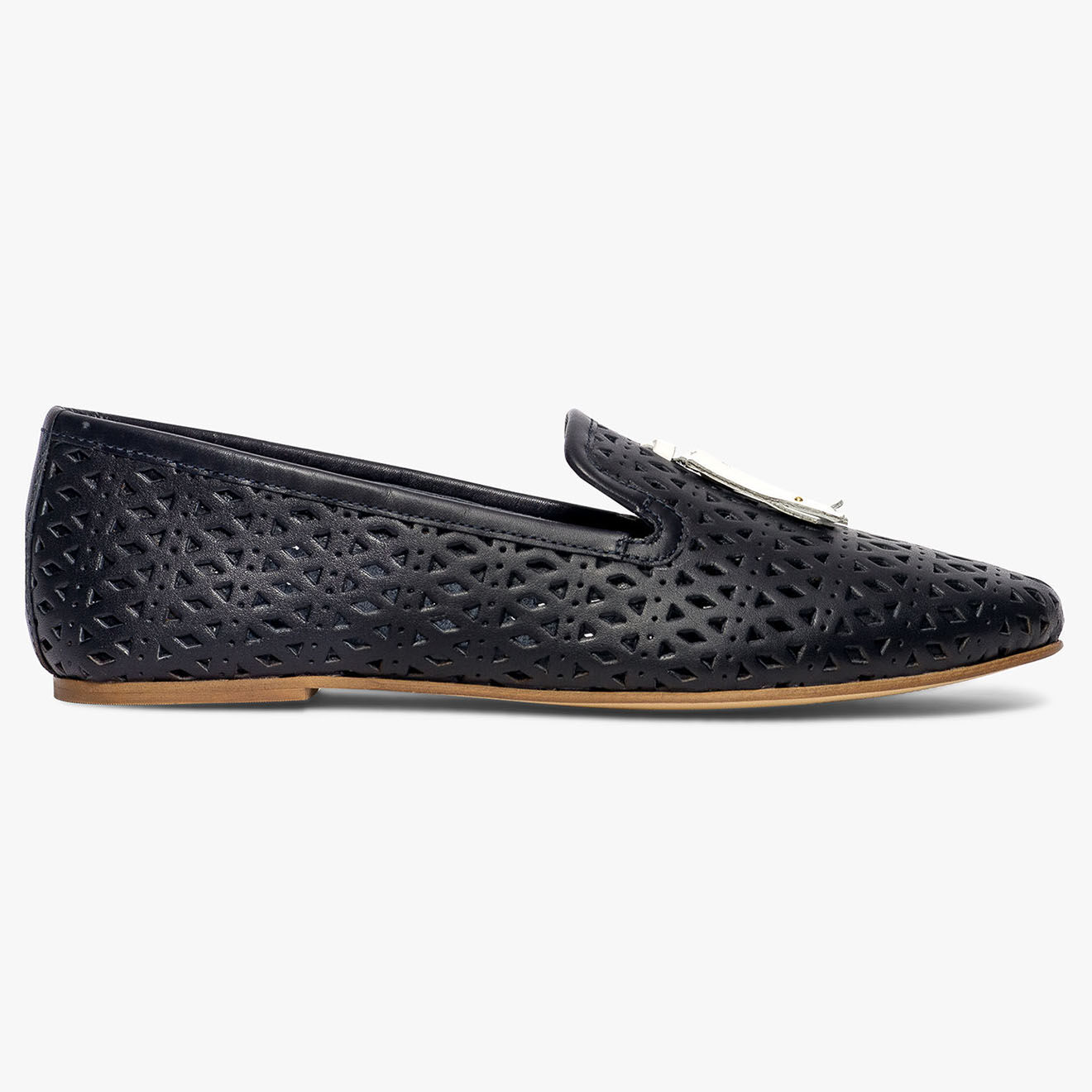 Bocage Slippers  en Cuir ajouré Anael marine