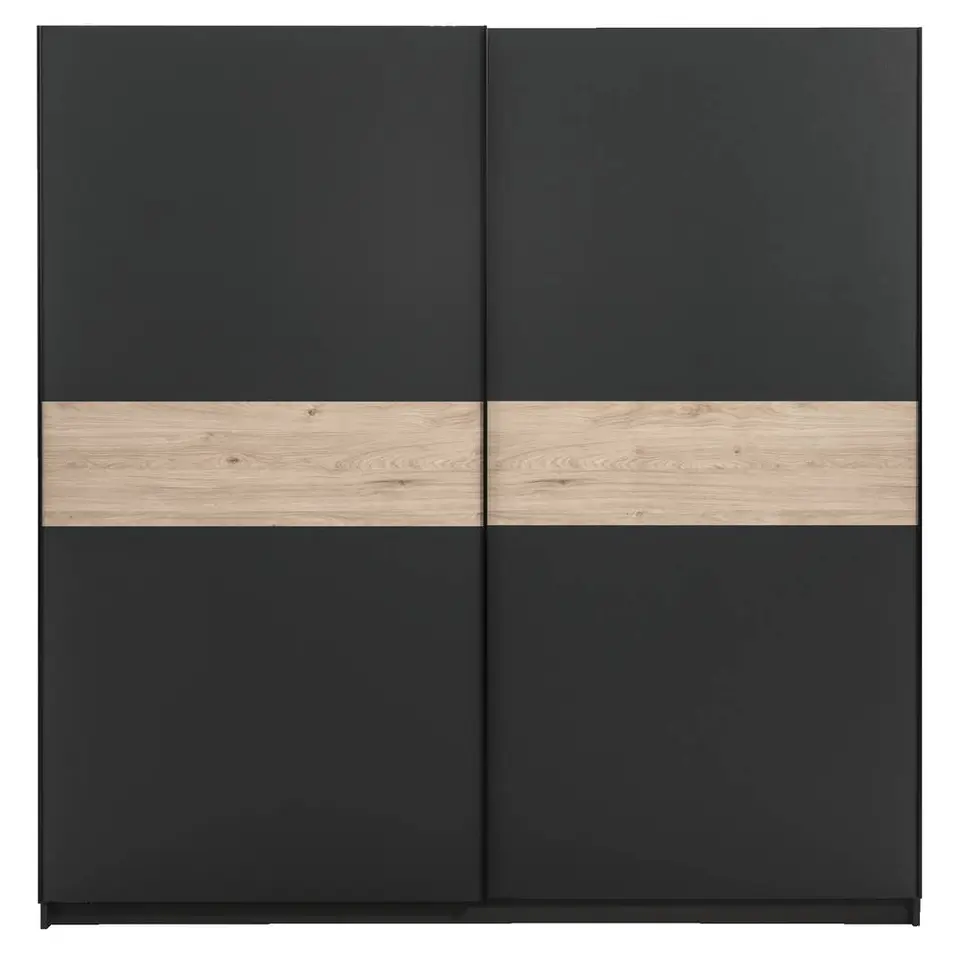 Schuifdeurkast Genua - antraciet/eikenkleur - 204x200x60 cm