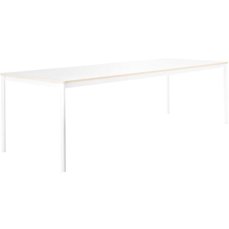 Muuto Base tafel 250x90 wit laminaat, multiplex rand