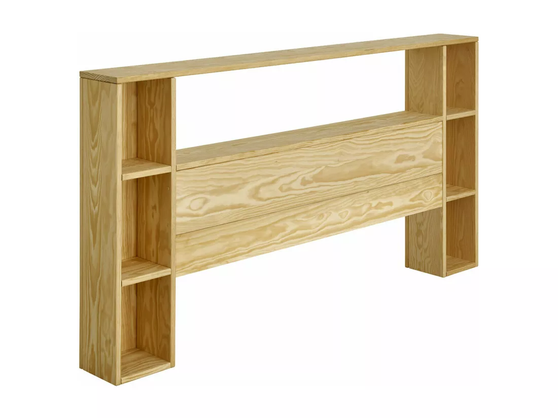Tête de lit avec rangements 120 cm bois massif bois naturel LOU
