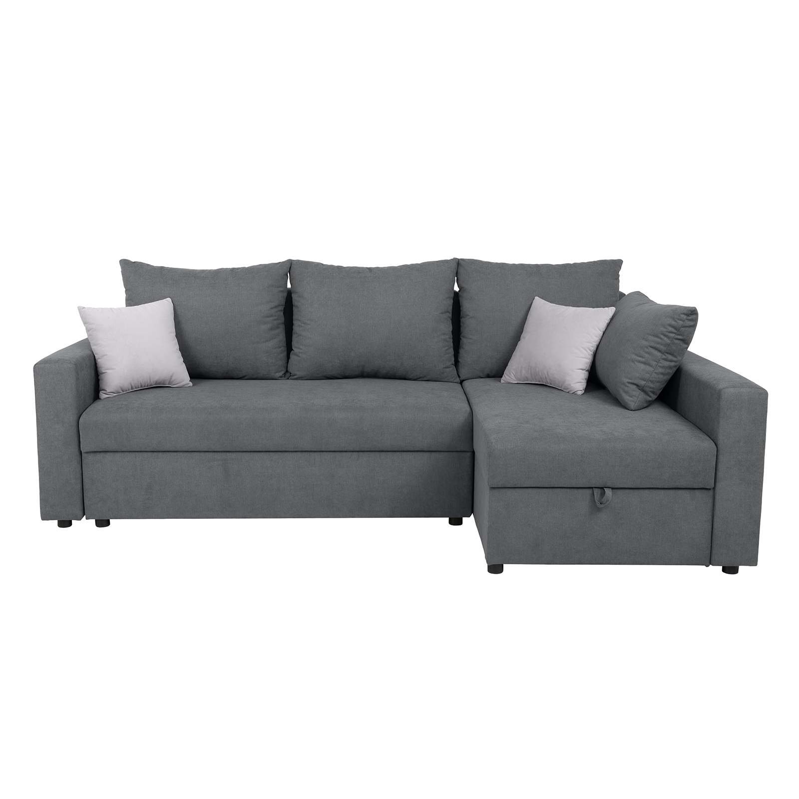 Ecksofa - grau - Webstoff - Liegefunktion und Staukasten
