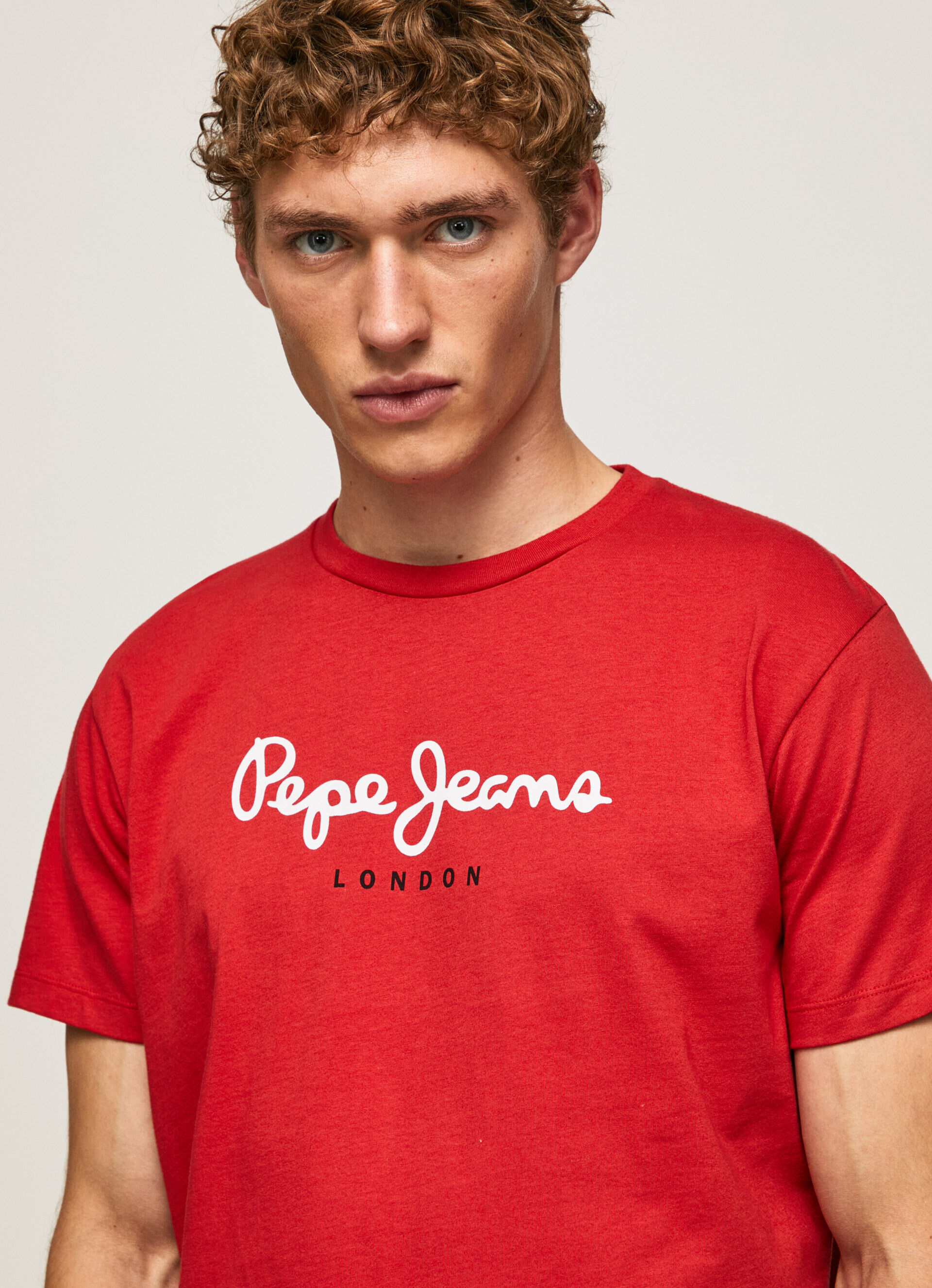 Camiseta de algodão com logo estampado - vermelho estúdio