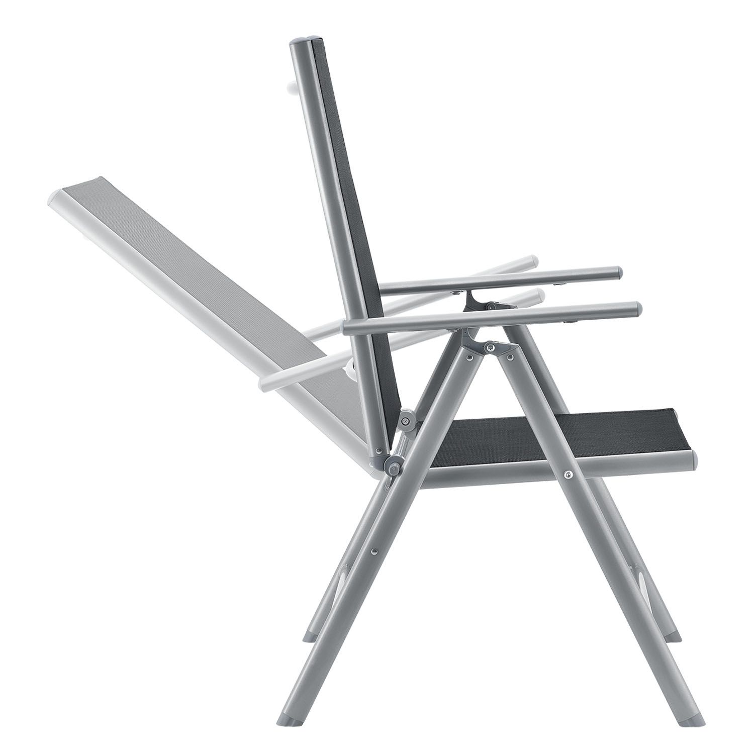 Milano aluminium 7-delige zilvergrijze diningset
