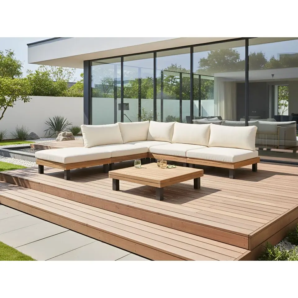 FRAZZANO - Loungeset - Gebroken wit - Gecertificeerd acaciahout