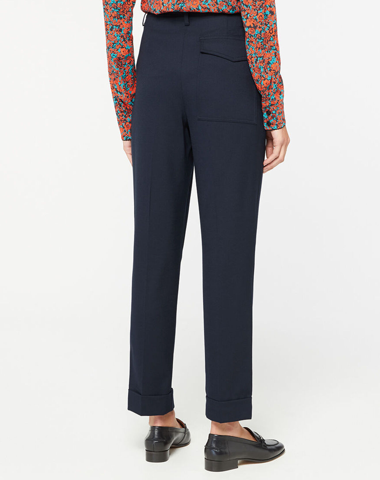 Tommy Hilfiger Pantalon Regular à pinces en Flanelle bleu marine