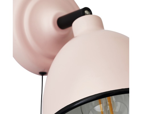 Wandlamp, 1-lichts, H 12,5 cm, Telio roze met trekschakelaar