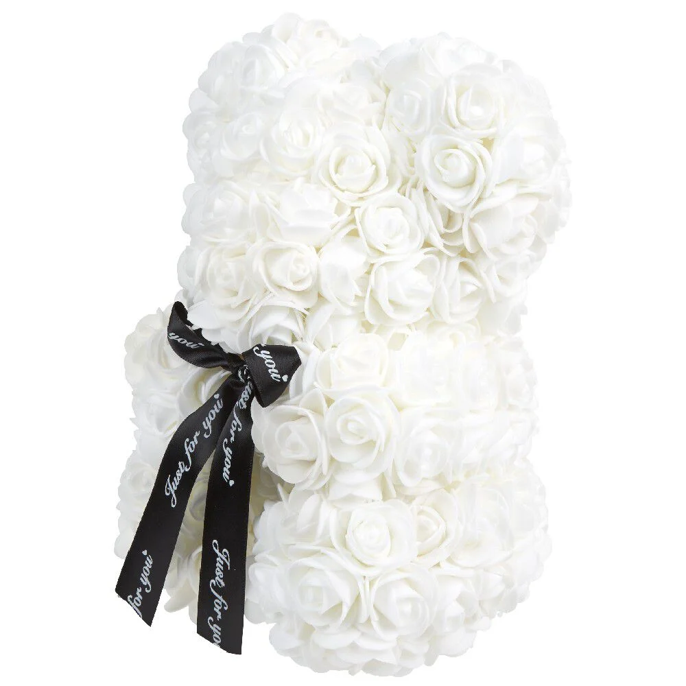 Ourson déco en roses artificielles