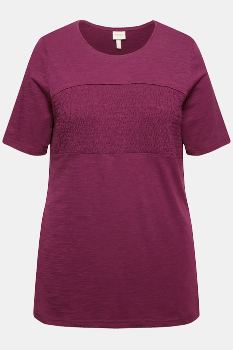 T-Shirt, Smokstreifen, Rundhals, Halbarm, Biobaumwolle