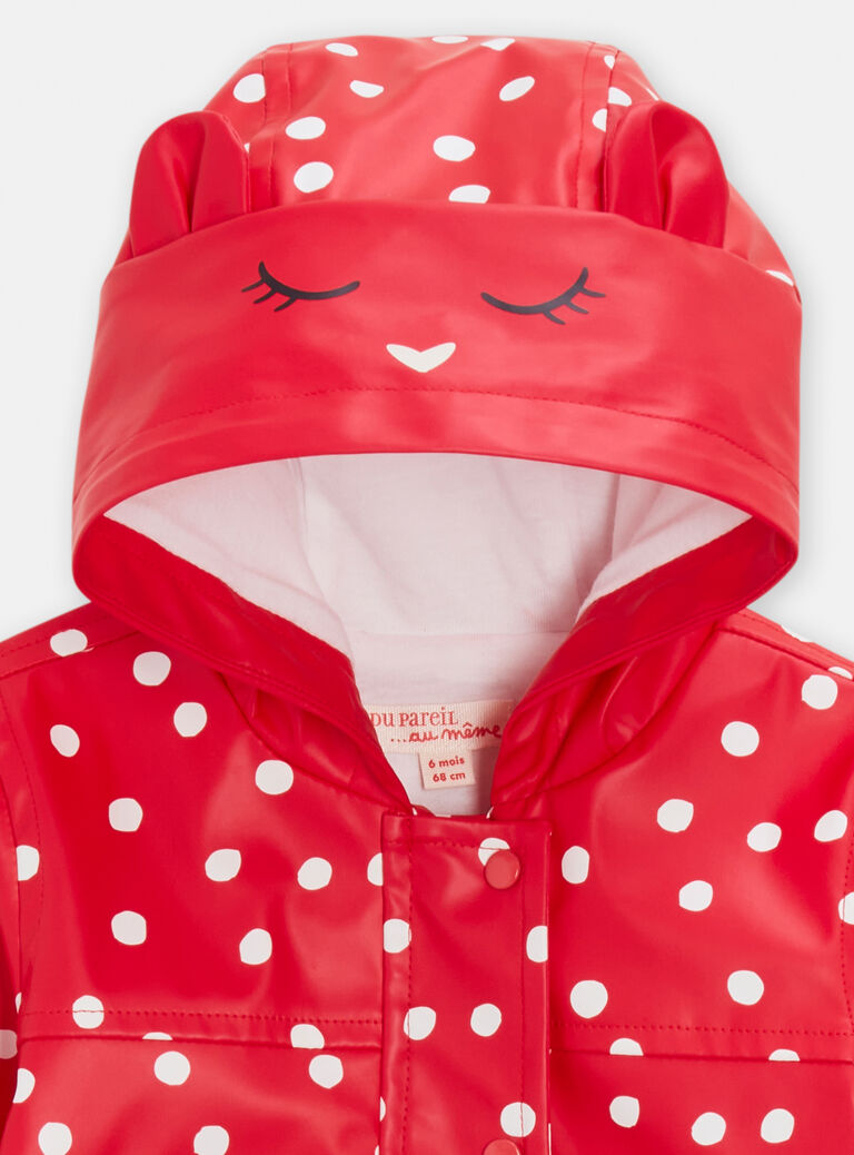 Imperméable rouge à pois pour bébé fille