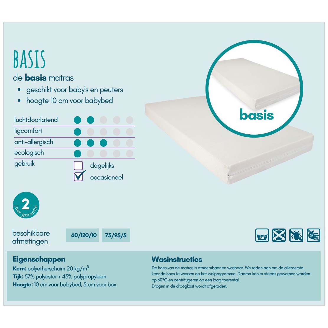 Prénatal basis ledikantmatras 60x120cm