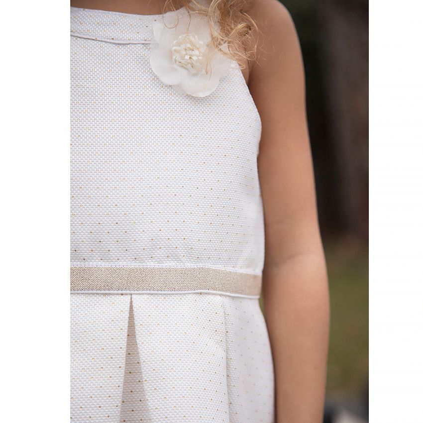 Robe de cérémonie en jacquard pour fille - Ecru