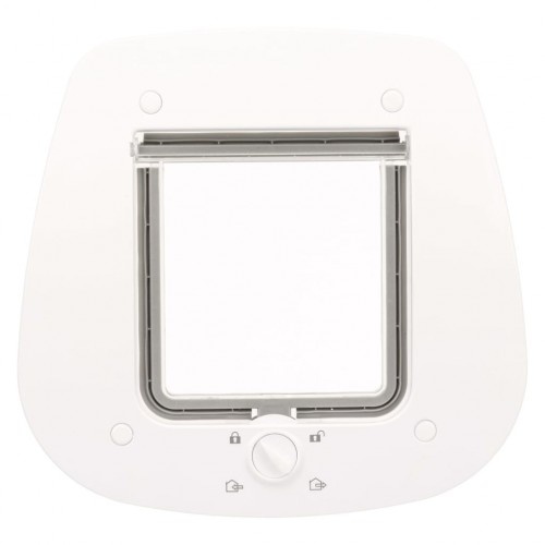 Porta para gatos branca com tampa transparente
