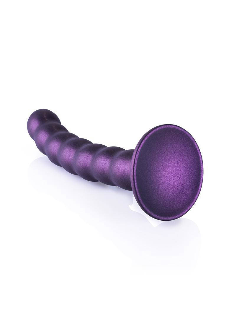 Ouch! Beaded Siliconen G-Spot dildo - 16,5 cm - metallic paars