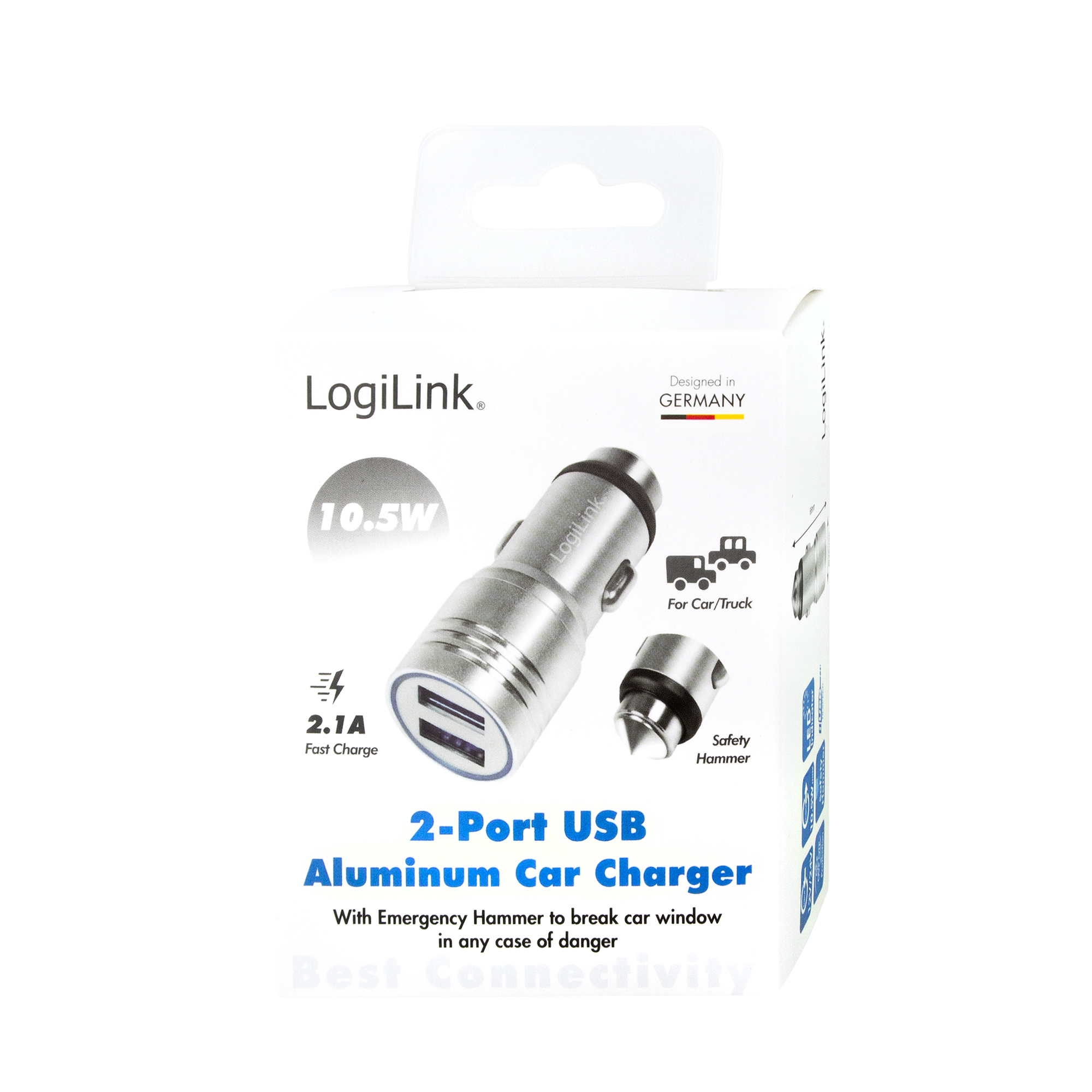 Ladeadapter Auto mit 2 USB Ports silber
