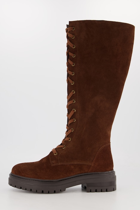 Lederstiefel, Schnürung, XXL-Schaft, Weite H