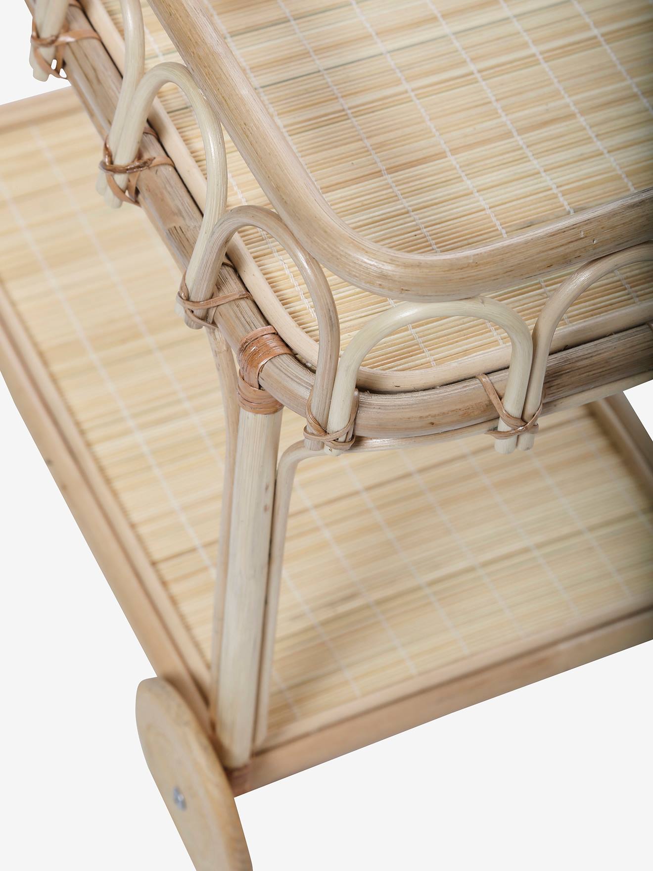 Mesa de servir em rattan para bonecas, bege médio liso