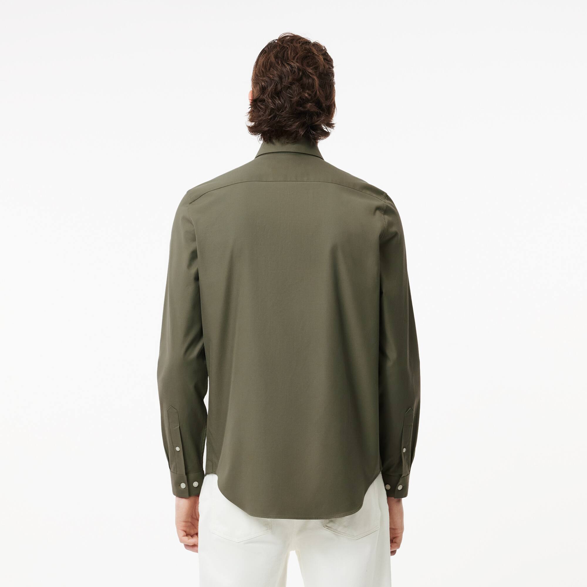 Chemise regular fit unie en coton premium Manches Longues - Vert - Lacoste - Homme