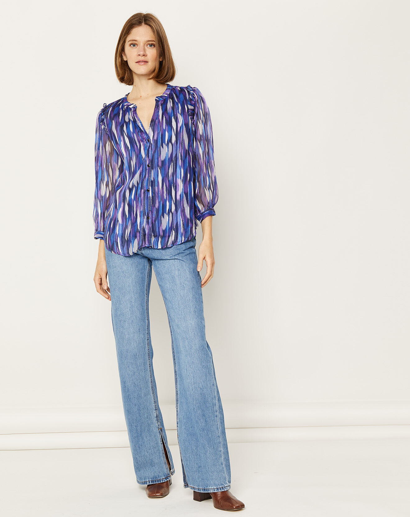 La Petite Etoile Chemise doublée Venchi imprimée bleue