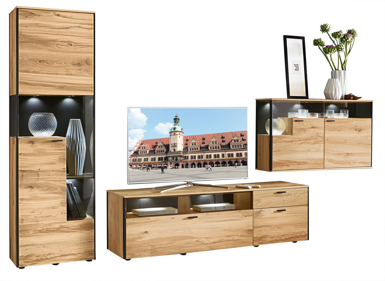 SCHÖNER WOHNEN-Kollektion Wohnwand II ANDRA Eiche rustico geölt