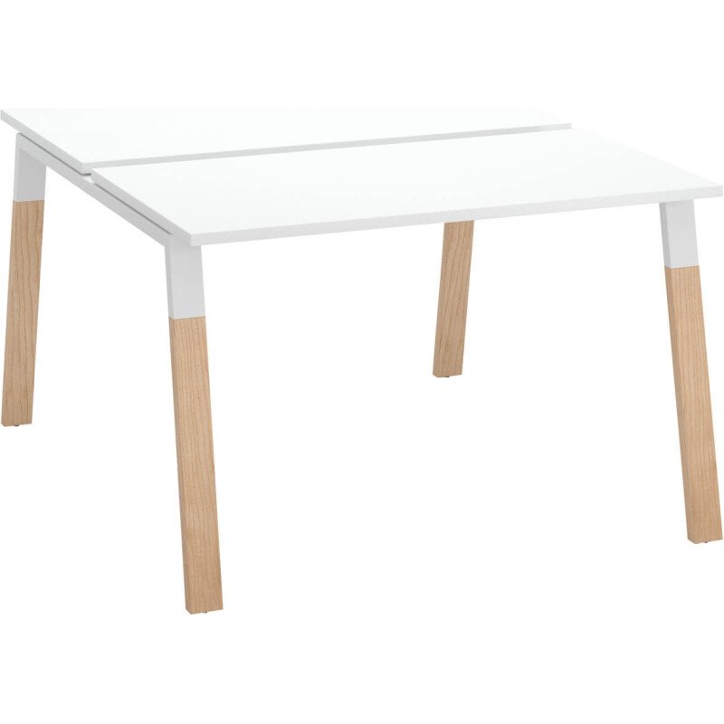 Pôle de 2 bureaux ECLA profondeur 126 cm piètement métal et bois