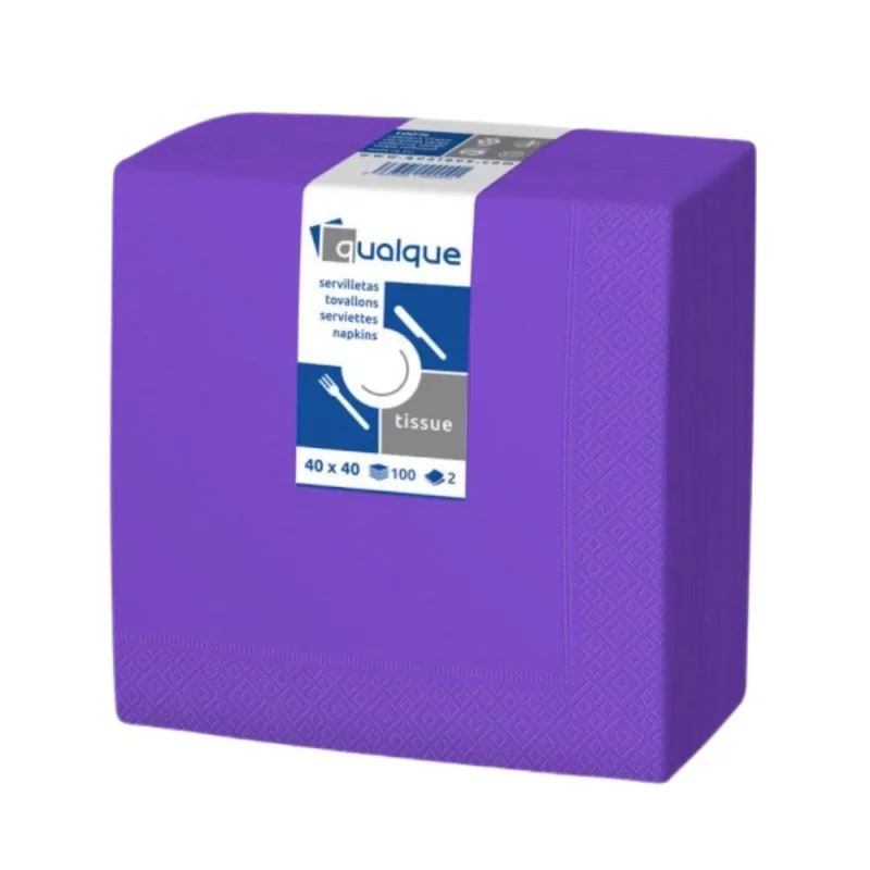 QUALQUE - Serviette de table ouate - 40x40 - Violet - x2400