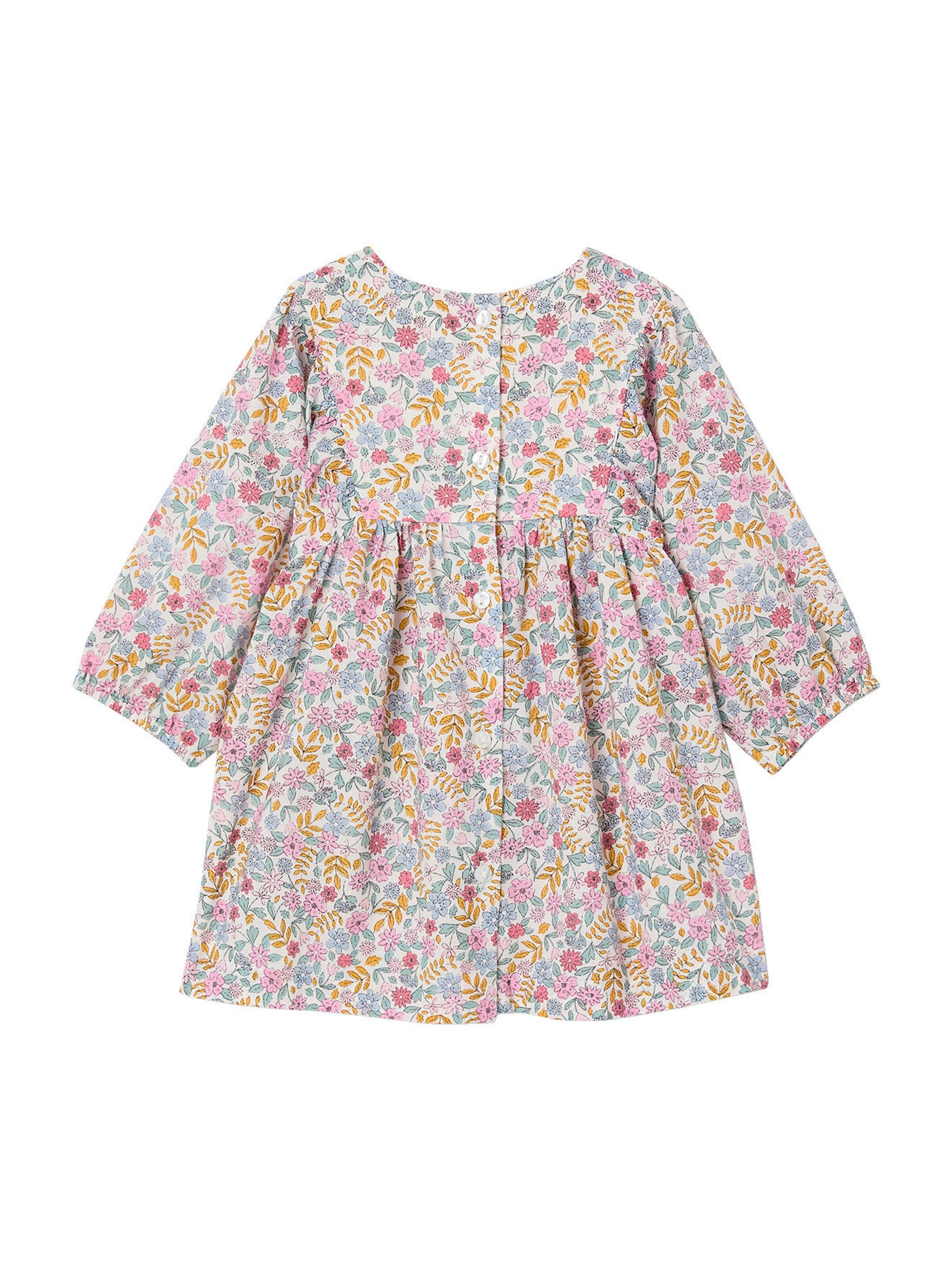 Vertbaudet Mädchen Baby-Set mit Blumen: Kleid & Haarband mehrfarbig
