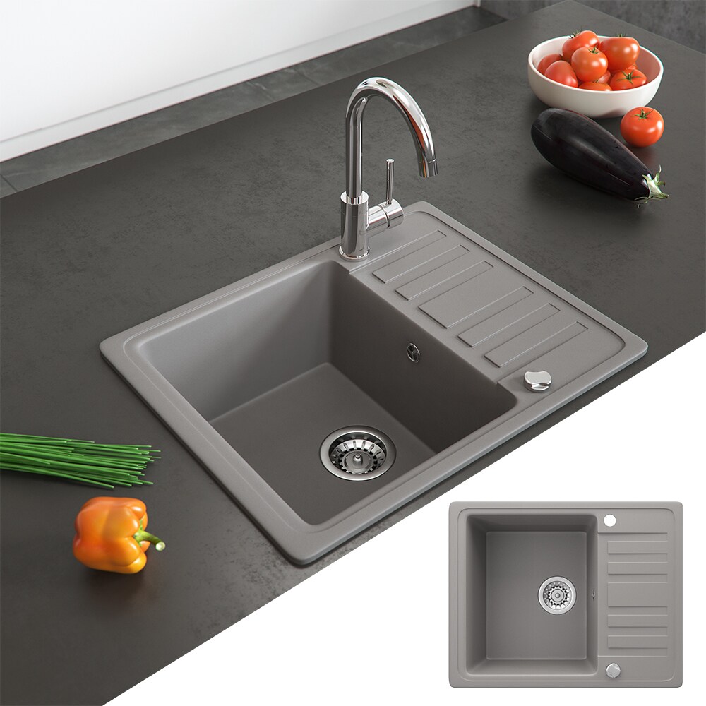Bergström Granit Spüle Küchenspüle Einbauspüle Spülbecken 575x460mm Beton
