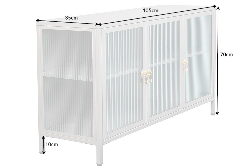 riess-ambiente Sideboard AMSTERDAM - 105cm greige gold Riffelglas Metall Vitrine Schrank Modern