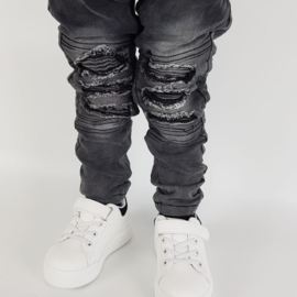 Distressed Blue & Grey biker jeans - verzenddatum 27 feb
